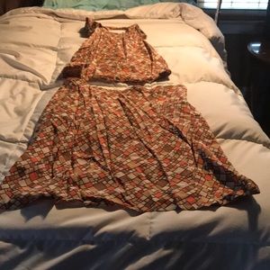 2 piece skirt and shirt.